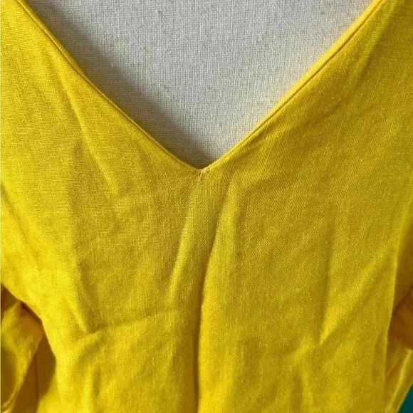 Target a new day yellow sunshine linen flutter sleeve ruffle dress - Picture 5 of 7